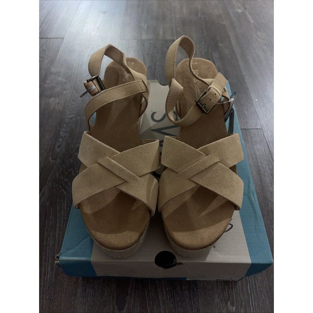 TOMS Willow Wedge Womens Honey Suede Casual Sandals